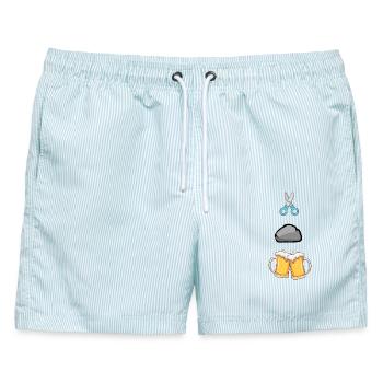 Schere Stein Paarbiier - Männer Badeshorts - hellblau gestreift - Vorne - AI Model Male 178 light (178cm)