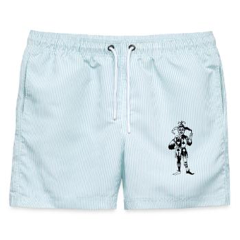 Spielkarten-Joker - Männer Badeshorts - hellblau gestreift - Vorne - AI Model Male 178 light (178cm)
