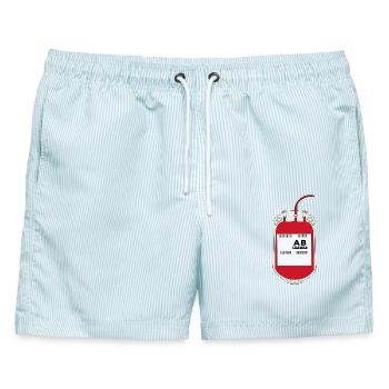 AB Positiver Blutbeutel - Männer Badeshorts - hellblau gestreift - Vorne - AI Model Male 178 light (178cm)