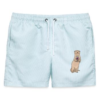 Otter Rotwein - Männer Badeshorts - hellblau gestreift - Vorne - AI Model Male 178 light (178cm)