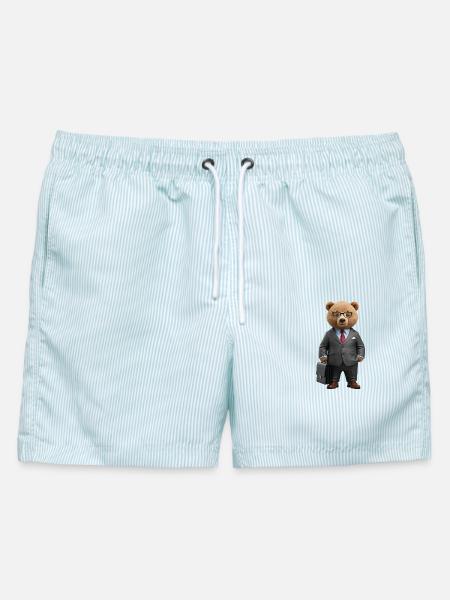 Business - Männer Badeshorts - hellblau gestreift