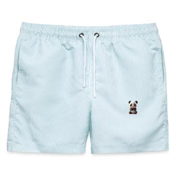 Süßester Panda - Männer Badeshorts - hellblau gestreift - Vorne - AI Model Male 178 light (178cm)