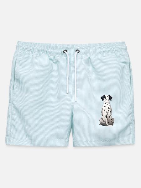 Dalmatiner - Männer Badeshorts - hellblau gestreift