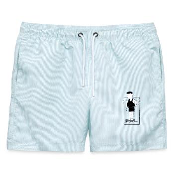 Früher war alles leichter - ich zum Beispiel - Männer Badeshorts - hellblau gestreift - Vorne - AI Model Male 178 light (178cm)