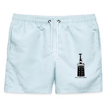 Leuchtturm Helgoland - Insel Nordsee Maritim Meer - Männer Badeshorts - hellblau gestreift - Vorne - AI Model Male 178 light (178cm)