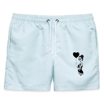 Biking Leidenschaft Mountainbike Abenteuer - Männer Badeshorts - hellblau gestreift - Vorne - AI Model Male 178 light (178cm)