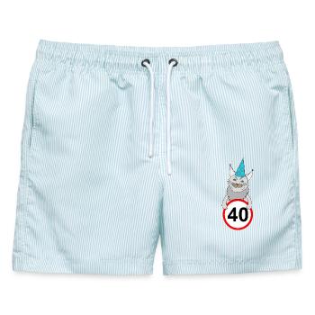 Geburtstag 40 - Männer Badeshorts - hellblau gestreift - Vorne - AI Model Male 178 light (178cm)