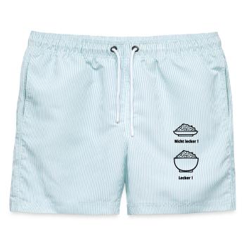 Leckere Bowl - Männer Badeshorts - hellblau gestreift - Vorne - AI Model Male 178 light (178cm)