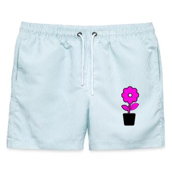 Blume - Männer Badeshorts - hellblau gestreift - Vorne - AI Model Male 178 light (178cm)