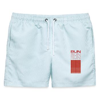 Laufen Laufbahn Laufsport Geschenk für Sportler - Männer Badeshorts - hellblau gestreift - Vorne - AI Model Male 178 light (178cm)