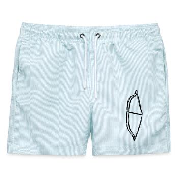 Bogen Zeichnung - Männer Badeshorts - hellblau gestreift - Vorne - AI Model Male 178 light (178cm)