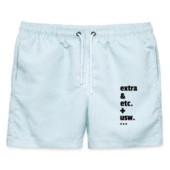 und mehr - Männer Badeshorts - hellblau gestreift - Vorne - AI Model Male 178 light (178cm)