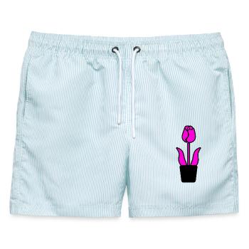 Blume - Männer Badeshorts - hellblau gestreift - Vorne - AI Model Male 178 light (178cm)