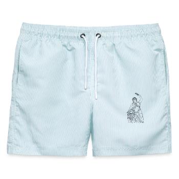 Bavaria München Bayern Silhouette - Männer Badeshorts - hellblau gestreift - Vorne - AI Model Male 178 light (178cm)