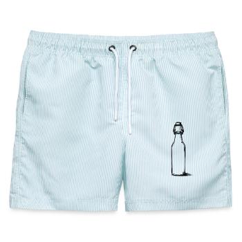 Leere Flasche Bier - Männer Badeshorts - hellblau gestreift - Vorne - AI Model Male 178 light (178cm)