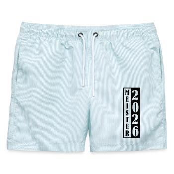 Meister 2026 Meisterschaft - Männer Badeshorts - hellblau gestreift - Vorne - AI Model Male 178 light (178cm)