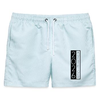 Aufsteiger 2026 Aufstieg - Männer Badeshorts - hellblau gestreift - Vorne - AI Model Male 178 light (178cm)