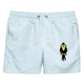 Mr. Crow - Männer Badeshorts - hellblau gestreift - Vorne - AI Model Male 178 light (178cm)