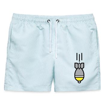 Granate – Schweizer Ikone - Männer Badeshorts - hellblau gestreift - Vorne - AI Model Male 178 light (178cm)