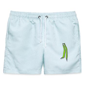Stangenbohnen mit Schatten - Männer Badeshorts - hellblau gestreift - Vorne - AI Model Male 178 light (178cm)