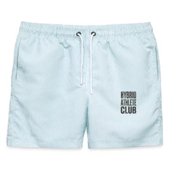 Hybrid Athlete Club Grunge Motivation - Männer Badeshorts - hellblau gestreift - Vorne - AI Model Male 178 light (178cm)