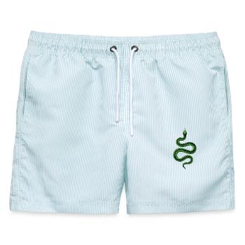 Schlange von Via Gentile - Männer Badeshorts - hellblau gestreift - Vorne - AI Model Male 178 light (178cm)