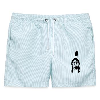 Indianer - Männer Badeshorts - hellblau gestreift - Vorne - AI Model Male 178 light (178cm)