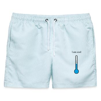 Regenbogen-Entwurf mit Wasserfarbenfinisch - Männer Badeshorts - hellblau gestreift - Vorne - AI Model Male 178 light (178cm)