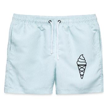 Soft Eis mit Waffel als Kontur Farbe anpassbar - Männer Badeshorts - hellblau gestreift - Vorne - AI Model Male 178 light (178cm)