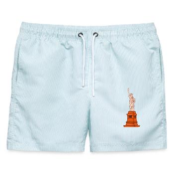 Kleiden Sie sich in den Charme von Paris, den Eiffelturm - Männer Badeshorts - hellblau gestreift - Vorne - AI Model Male 178 light (178cm)
