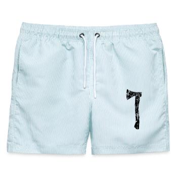 Beil oder Axt (Vintage) - Männer Badeshorts - hellblau gestreift - Vorne - AI Model Male 178 light (178cm)