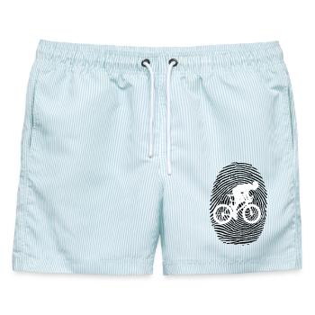 Radfahrer - Männer Badeshorts - hellblau gestreift - Vorne - AI Model Male 178 light (178cm)