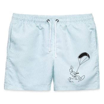 Kite Surfer / Kiter - Männer Badeshorts - hellblau gestreift - Vorne - AI Model Male 178 light (178cm)