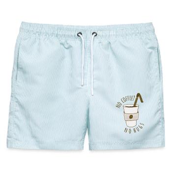 Kein Kaffee? - Männer Badeshorts - hellblau gestreift - Vorne - AI Model Male 178 light (178cm)