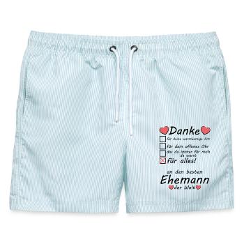 Beste Schwule Gay Ehemann der Welt Danke sagen  - Männer Badeshorts - hellblau gestreift - Vorne - AI Model Male 178 light (178cm)