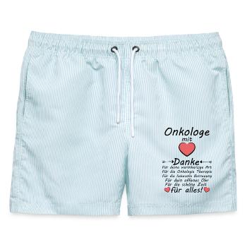 Onkologe Danke sagen zum Abschied - Männer Badeshorts - hellblau gestreift - Vorne - AI Model Male 178 light (178cm)