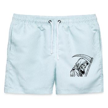 Reaper Design Sensenmann mit Sense - Männer Badeshorts - hellblau gestreift - Vorne - AI Model Male 178 light (178cm)