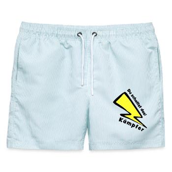 Kämpfer - DU SCHAFFST DAS!  - Männer Badeshorts - hellblau gestreift - Vorne - AI Model Male 178 light (178cm)