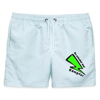 Glücksbringer: Kämpfer - Du schaffst das! - Männer Badeshorts - hellblau gestreift - Vorne - AI Model Male 178 light (178cm)
