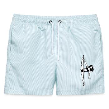 Pole Dance Poledancerin edel akrobatisch Geschenk - Männer Badeshorts - hellblau gestreift - Vorne - AI Model Male 178 light (178cm)