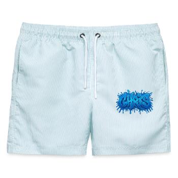 Graffiti CHRIS Name Geschenk Ideal druckbar auf - Männer Badeshorts - hellblau gestreift - Vorne - AI Model Male 178 light (178cm)