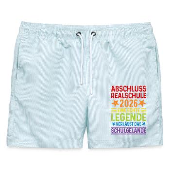 Realschule Abschluss 2026  - Männer Badeshorts - hellblau gestreift - Vorne - AI Model Male 178 light (178cm)