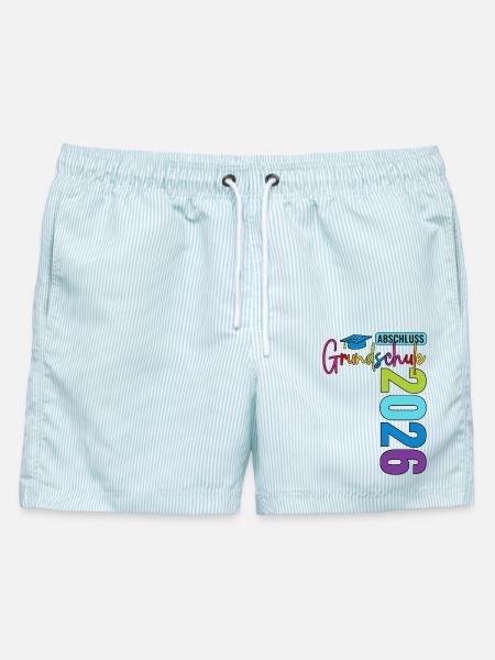 Abschluss Grundschule 2026 - Männer Badeshorts - hellblau gestreift