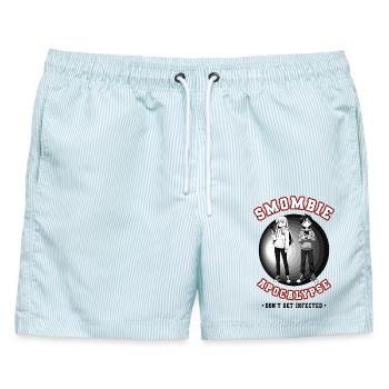 Smombie Apocalypse – Anti Smartphone Design - Männer Badeshorts - hellblau gestreift - Vorne - AI Model Male 178 light (178cm)