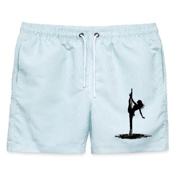Pole Dance Silhouette – Ästhetische Kunst - Männer Badeshorts - hellblau gestreift - Vorne - AI Model Male 178 light (178cm)