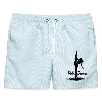 Pole Dance Silhouette – Ästhetische Kunst - Männer Badeshorts - hellblau gestreift - Vorne - AI Model Male 178 light (178cm)