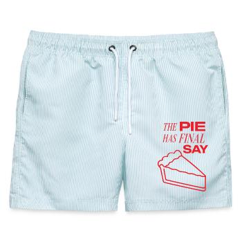 Kuchen – The Pie Has Final Say - Männer Badeshorts - hellblau gestreift - Vorne - AI Model Male 178 light (178cm)