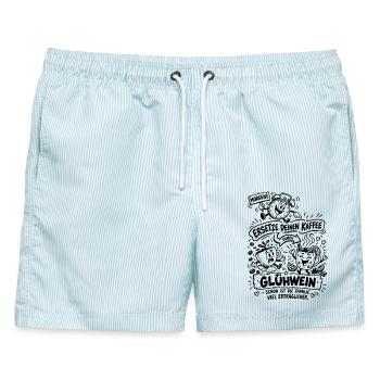 Lustiger Spruch Glühwein Kaffee Ersatz Weihnachten - Männer Badeshorts - hellblau gestreift - Vorne - AI Model Male 178 light (178cm)