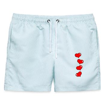 Herzchen - Männer Badeshorts - hellblau gestreift - Vorne - AI Model Male 178 light (178cm)