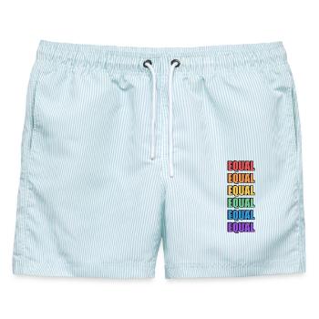 Regenbogen gleich - Männer Badeshorts - hellblau gestreift - Vorne - AI Model Male 178 light (178cm)